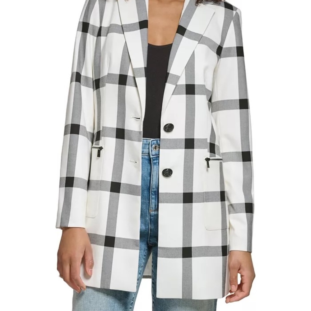Karl Lagerfeld Signature Windowpane Blazer, Size 12 - Picture 12 of 12